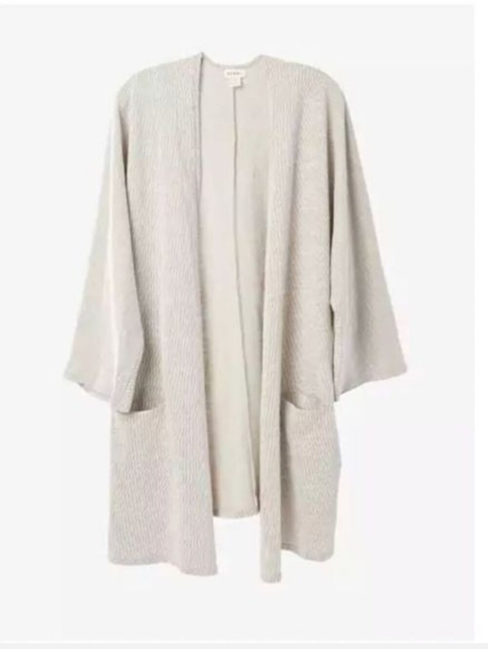 DONNI Gray Ribbed Open Front Cardigan Sweater Coat Pockets OSFA